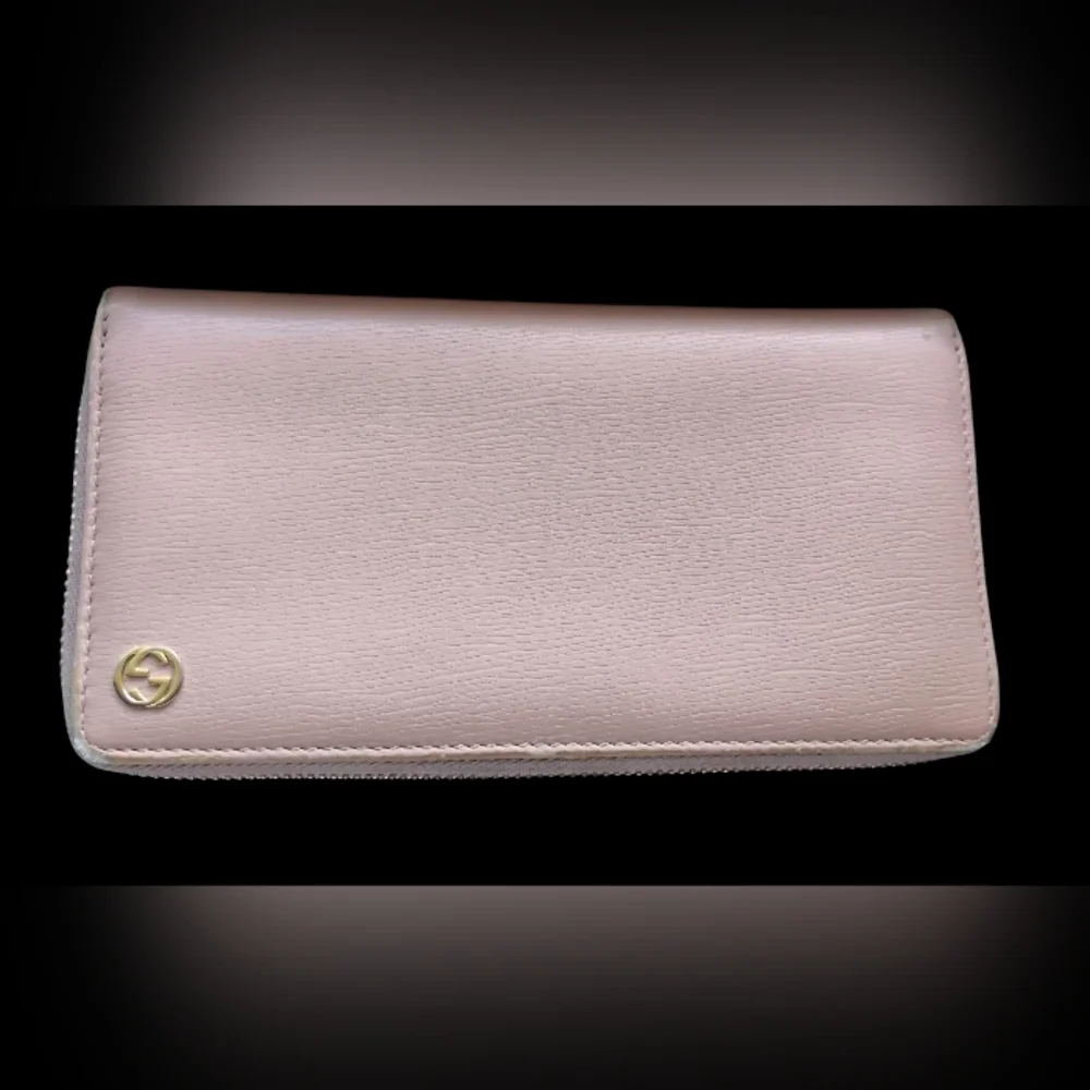 Gucci Beige Leather Zip Around Wallet